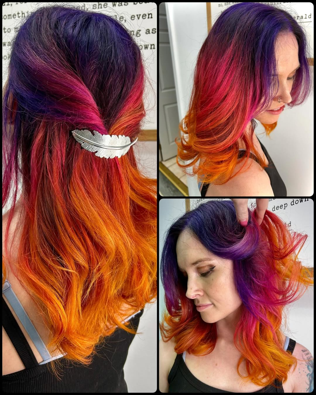 after: vivid sunset ombre hair color by Lauren Potter, hair stylist in Jefferson Hills PA