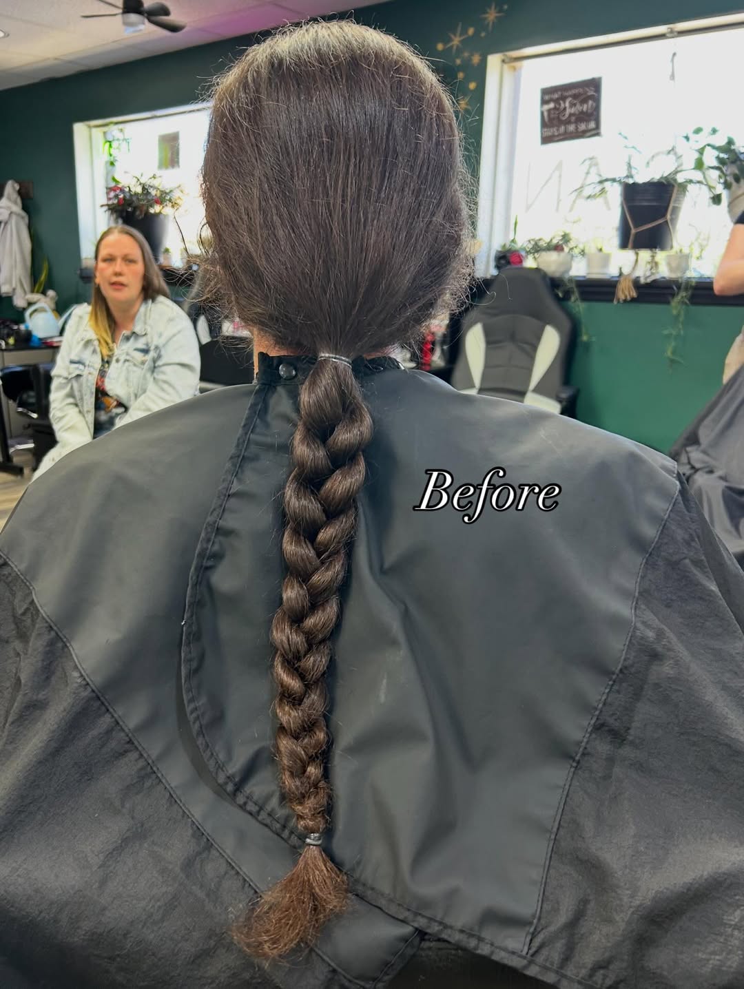 before: long hair before mullet shag transformation by Lauren Potter, Jefferson Hills PA